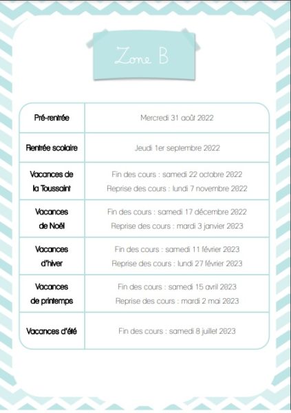 vacances scolaires 2022 2023